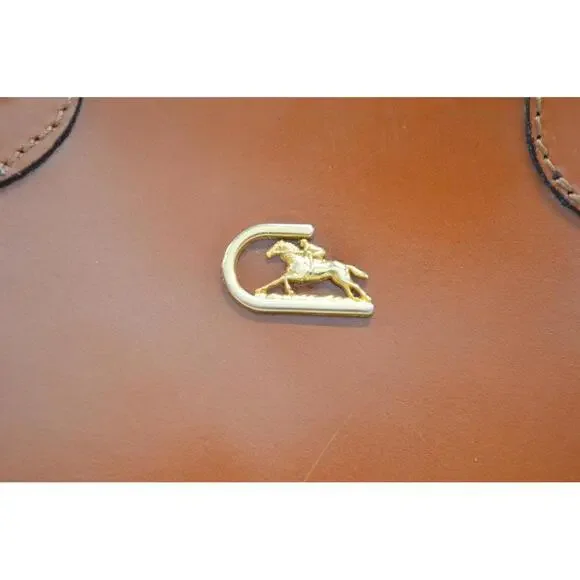 Cristian Genuine Leather Handbag Made in Italy Brown Tan Purse Horse Logo - Picture 2 of 9